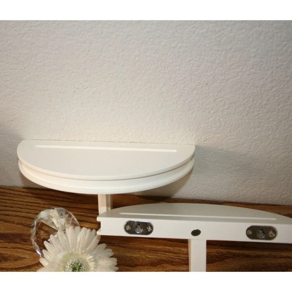Bullseye White Half Round Wall Shelves Set Of 2 Home Decor NOS 10x5 Inch
